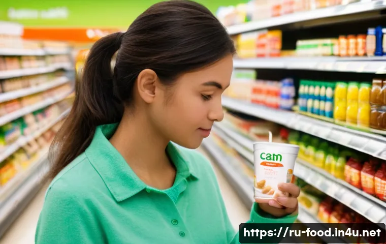 식자재 원산지 정보 확인 - **Prompt 1: Decoding the Label in a Supermarket Aisle**
    A detailed, realistic photograph capturi...