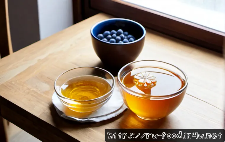 Home 17 설탕 대체식품 추천 - Photorealistic overhead kitchen table comparison of natural sugar substitutes for a Russian home: cl...