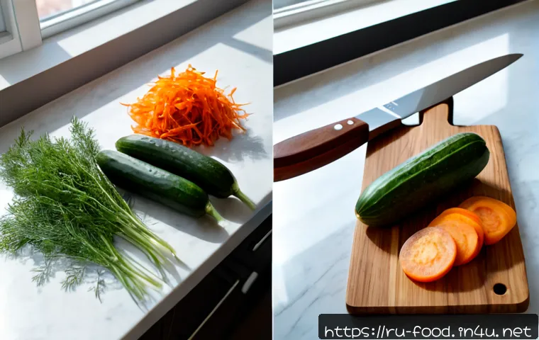Home 17 세라믹 도마와 나무 도마의 차이 - Photorealistic side-by-side kitchen countertop comparison of a pristine white ceramic cutting board ...